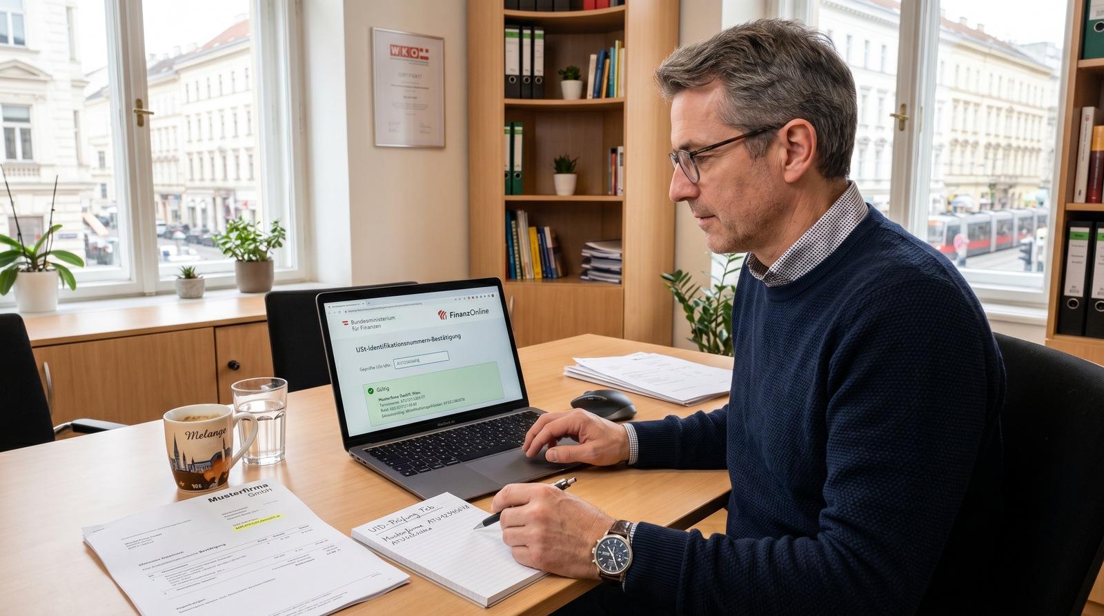 Prüfsymbol als Hinweis auf UID-Nummer Prüfung via VIES