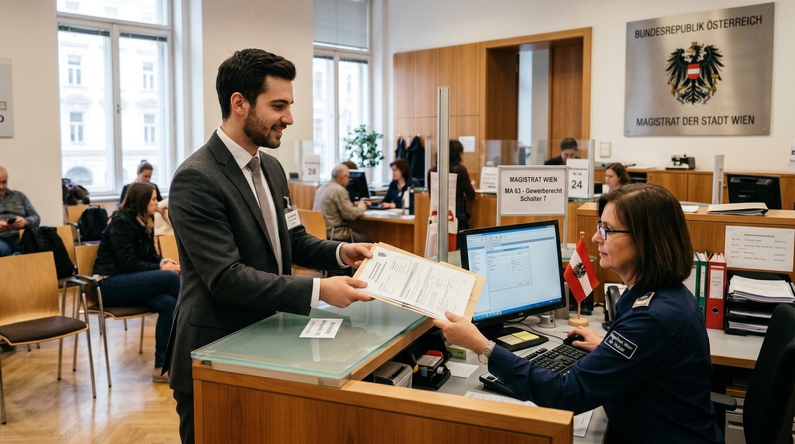 Dokument als Symbol für Gewerbeanmeldung in Österreich
